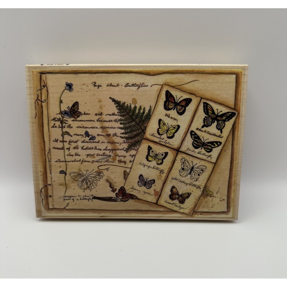 New Stamps Happen Page About Butterflies 90240 Botanical Wood Mount Rubber Stamp